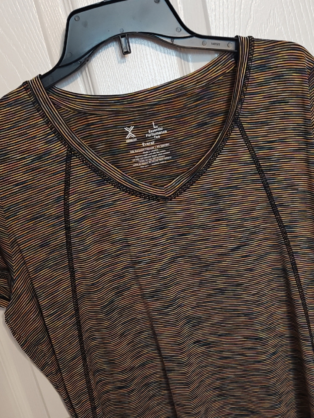 Xersion Women's Striped V-Neck Performance Top - Multicolor